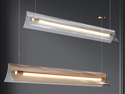Modern Linear Pendant Lights With Transparent Glass Design And Metal Hanging Structure 3d model