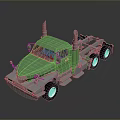 Green Semi Truck Model With Silver Cab And Black Wheels Design
