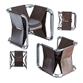 Modern Dark Brown Leather Leisure Chair With Unique Metal Frame And Stylish Design