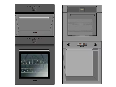 Modern Built in Kitchen Ovens with Black and Gray Design for Home Cooking Appliances 3d model