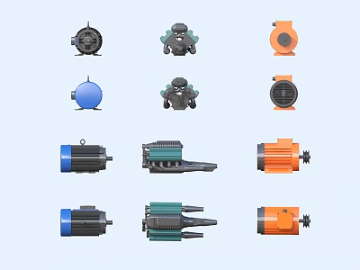 Various Industrial Equipment Collection With Motors Pumps Valves And Mechanical Parts 3d model
