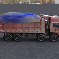 Red Dongfeng Daliu Dump Truck With Blue Tarpaulin And Senfeng Freight Logo