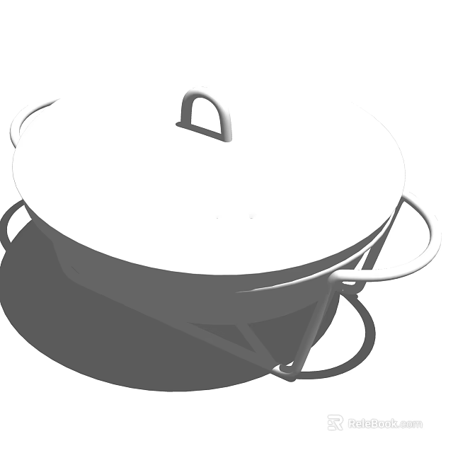 Heavy Duty Cooking Pot With Fitted Lid And Side Handles For Home Kitchen 3d model 
