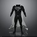 Black Superman Costume With White Cape Chest Emblem And Slim Fit Design