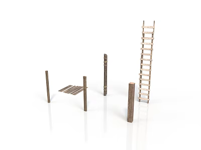 Scene Components Featuring Wooden Ladder And Frame Support Structures 3d model