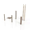 Scene Components Featuring Wooden Ladder And Frame Support Structures 3d model