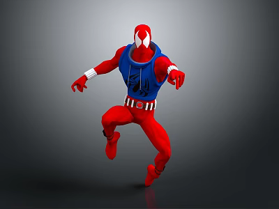 Red And Blue Game Movie Character In Running Pose With 40 Number Costume Design 3d model