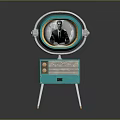 Antique Turquoise Vision Device With Round Screen Metal Stand And Knobs