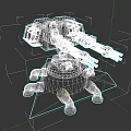 Twin Barrel Military Turret Weapon with Red Metal Base and Star Decals