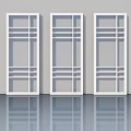 Three White Modern Swing Doors With Glass Panel Grid Design For Interior Spaces 3d model