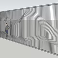 Modern 3D Feature Wall With Vertical Slats And Human Scale Design 3d model