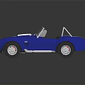 Blue Classic Convertible Sports Car With White Stripes And Shiny Wheels