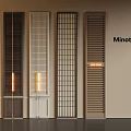 Minotti Modern Screens Featuring Various Lattice Patterns Wooden Panels And Lighting Elements 3d model