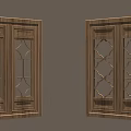 Wooden Furniture Double Doors With Decorative Glass Panels And Carved Details