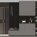 Modern Shoe Cabinet Interior Design With Storage Bench And Decorative Elements 3d model