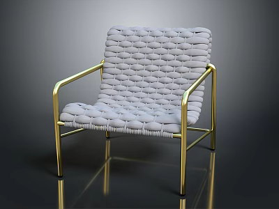 Modern Woven Fabric Chair with Gold Metal Frame and Comfortable Seat Backrest 3d model