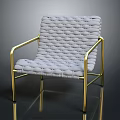 Modern Woven Fabric Chair with Gold Metal Frame and Comfortable Seat Backrest