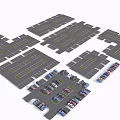 Modern Standardized Parking Lot Road Facility Layout With Clear Marked Spaces And Planned Green Areas
