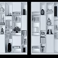 Modern Bookcase Design With Layered Shelves LED Lighting And Decorative Items 3d model