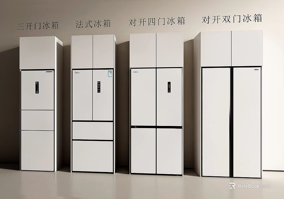Modern Refrigerator Designs Three Door French Door Side By Side Four Door And Double Door 3d model 