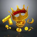 Golden Home Decor Accessories With Crown Bars Coins Horseshoe Ornaments And Nuggets