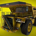 Large Yellow Dump Truck With Big Tires Cab And Ladder Structure
