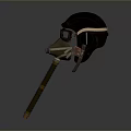 Vintage Weapon Featuring Leather Helmet Goggles Long Brown Textured Handle