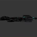 Futuristic Sci-Fi Black Spaceship With Sleek Design Blue Red Lights And Multiple Engines