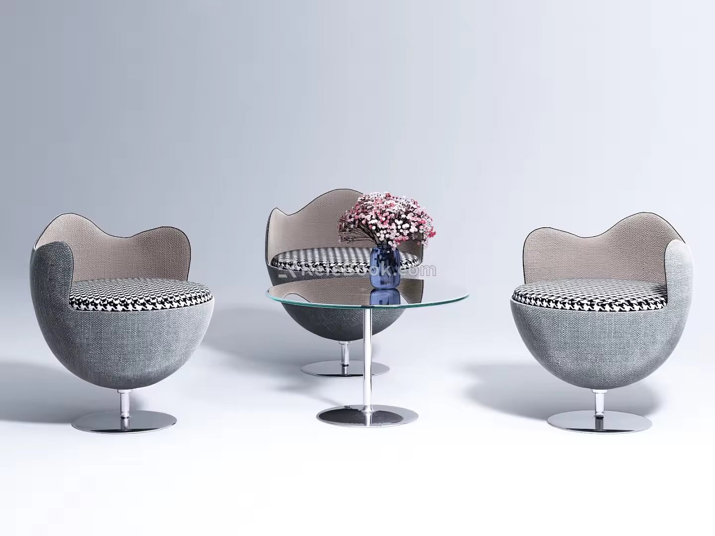 Modern leisure sofa combination negotiation table and chair combination 3d model