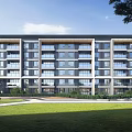 Modern Multi storey Residential Building With Green Lawn And Trees