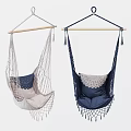Bohemian Macramé Hanging Chair With Wooden Bar Light Dark Cushion Design