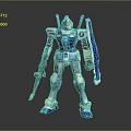 Game And Movie Character Blue And White Armored Robot With Weapon Design
