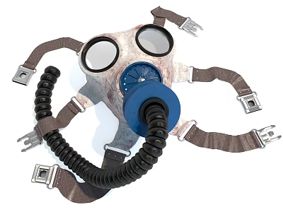 Medical Respirator Device With Clear Lenses Adjustable Straps And Flexible Hose 3d model