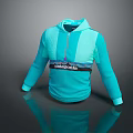 Turquoise Benetton Hoodie With Front Zipper And Striped Design For Casual Wear