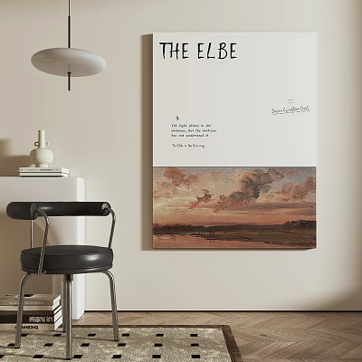 Art Print Decor In Modern Interior With Chair And Lighting 3d model