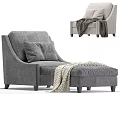 Cozy Gray Single Sofa With Pillows Ottoman And Soft Knitted Blanket 3d model