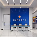 Professional Modern Police Station Front Reception Counter In Bright Formal Alarm Receiving Hall Interior