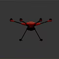 Red Hexacopter Drone With Six Propellers And Black Landing Gear