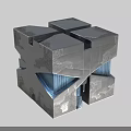 Cosmic Spacecraft Modular Cube Structure With Geometric Design And Metallic Surface