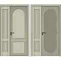 Modern Light Colored Main And Secondary Door With Panel Design And Handles 3d model