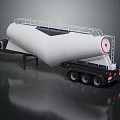 White Tanker Trailer With Ladder And Multiple Wheels On Dark Surface