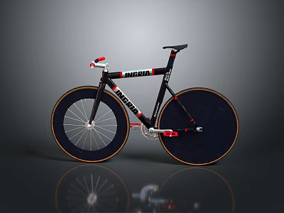 Bianchi Road Bike With Black Frame Red White Accents And Carbon Wheels 3d model