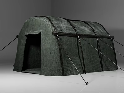 Durable Green Camping Tent with Arch Structure Support Poles and Entrance 3d model