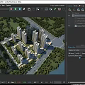 Residential Area Aerial View Planning With High Rise Buildings Green Spaces And River