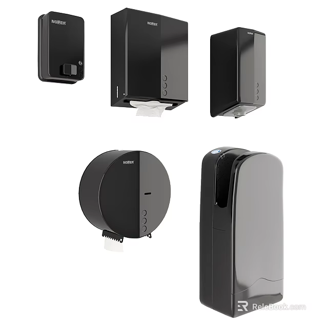 Black Bathroom Tissue And Soap Dispensers Modern Design For Home Use 3d model 