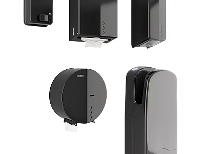 Black Bathroom Tissue And Soap Dispensers Modern Design For Home Use 3d model