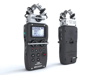ZOOM Professional Headphone Audio Recorder With Display Screen And Microphone Stand 3d model