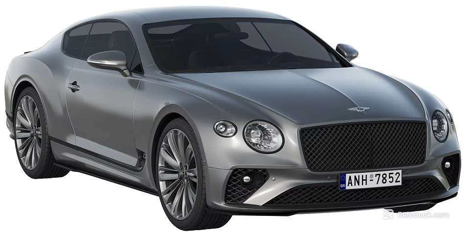 Silver Bentley Luxury Sports Car Front View With Stylish Details 3d model 