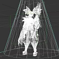 3D Game Character With Pink Spiky Hair Teal Outfit And Mechanical Cloak Design