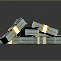 Stacked US Dollar Bills Bundled With Yellow Tape On Black Surface